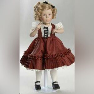 Classic Burgundy Girl Doll in Red Dress - Kids Toys